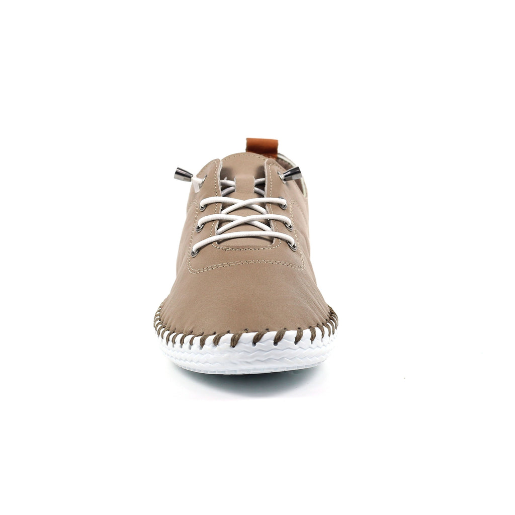 St. Ives Taupe Leather Plimsoll