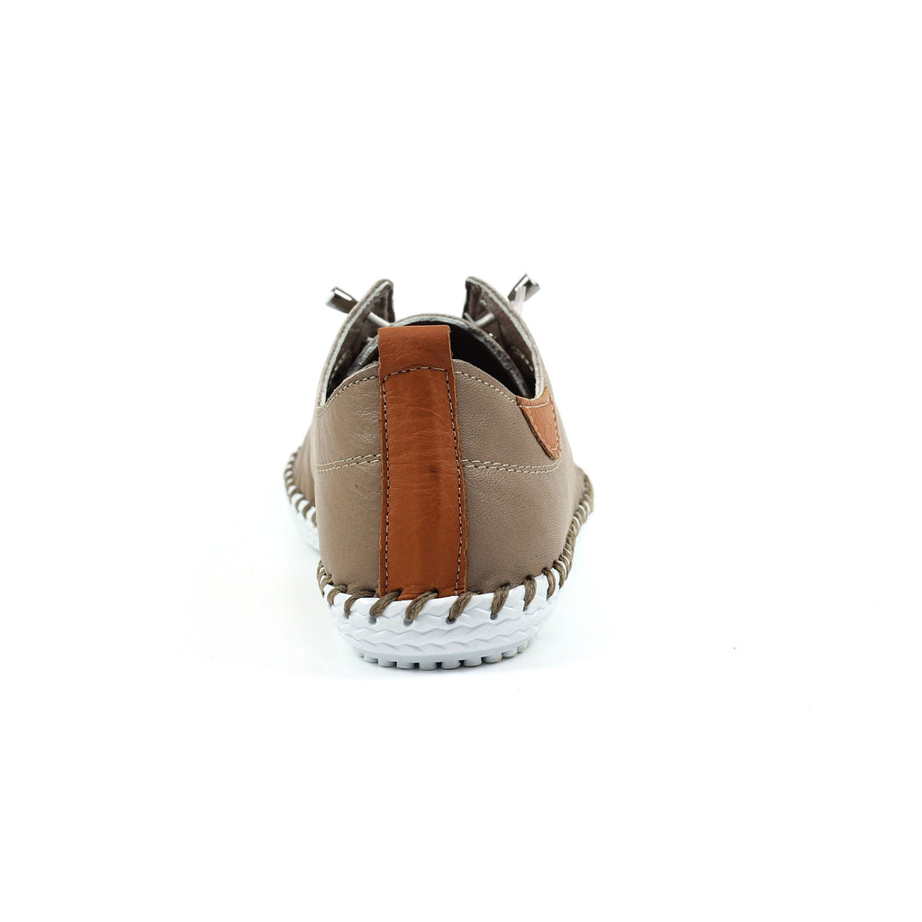 St. Ives Taupe Leather Plimsoll