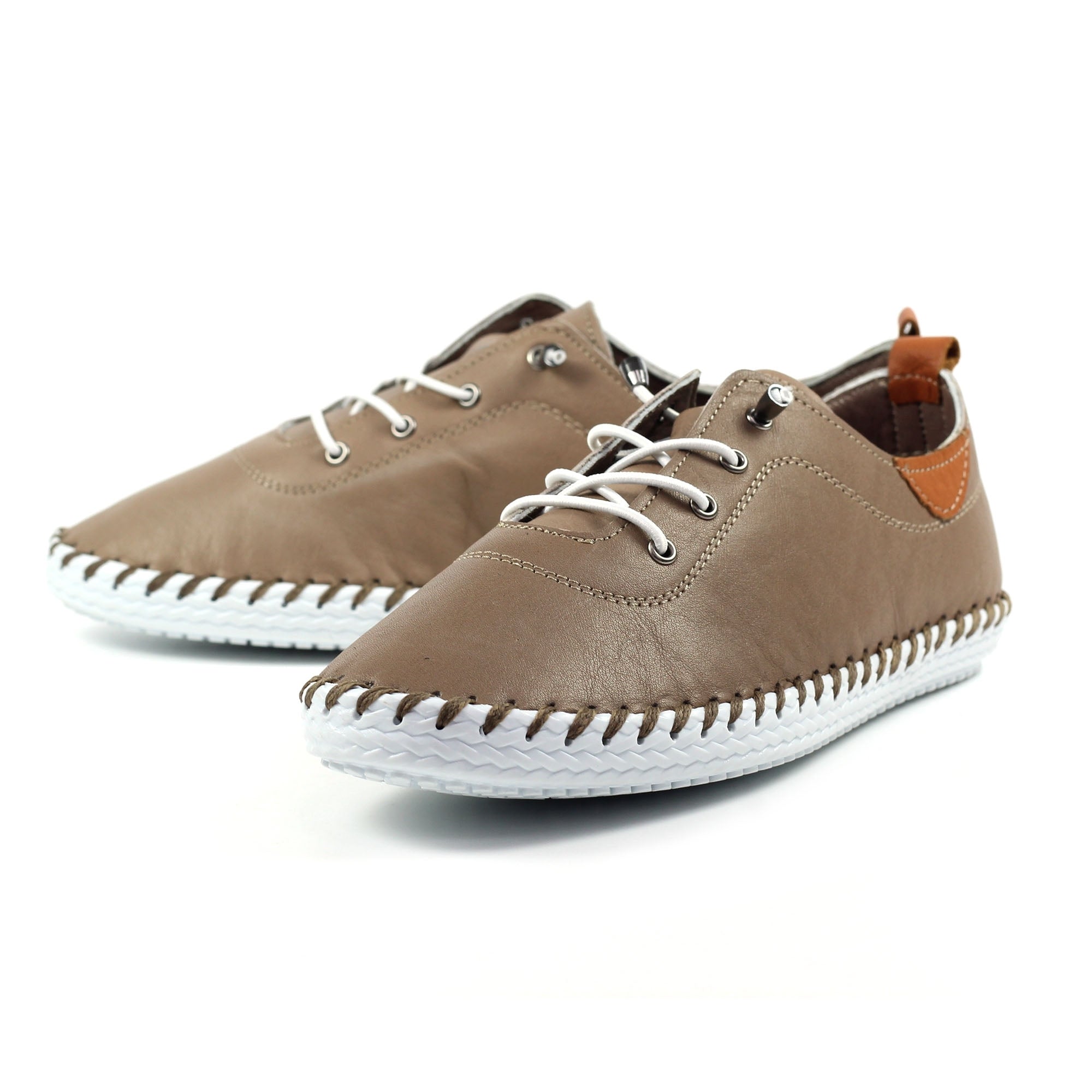 St. Ives Taupe Leather Plimsoll