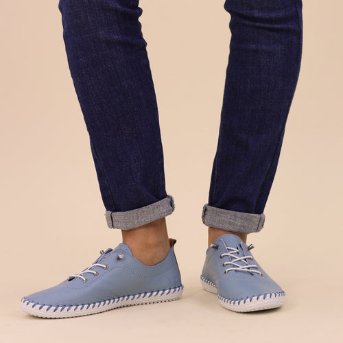 St. Ives Light Blue Leather Plimsoll