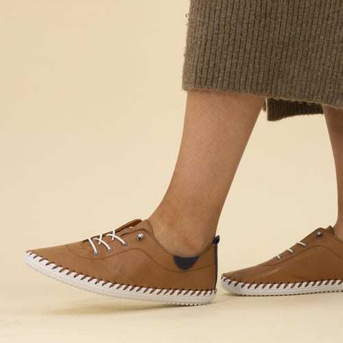 St. Ives Tan Leather Plimsoll