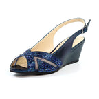 Emmerline Navy Slingback Wedge