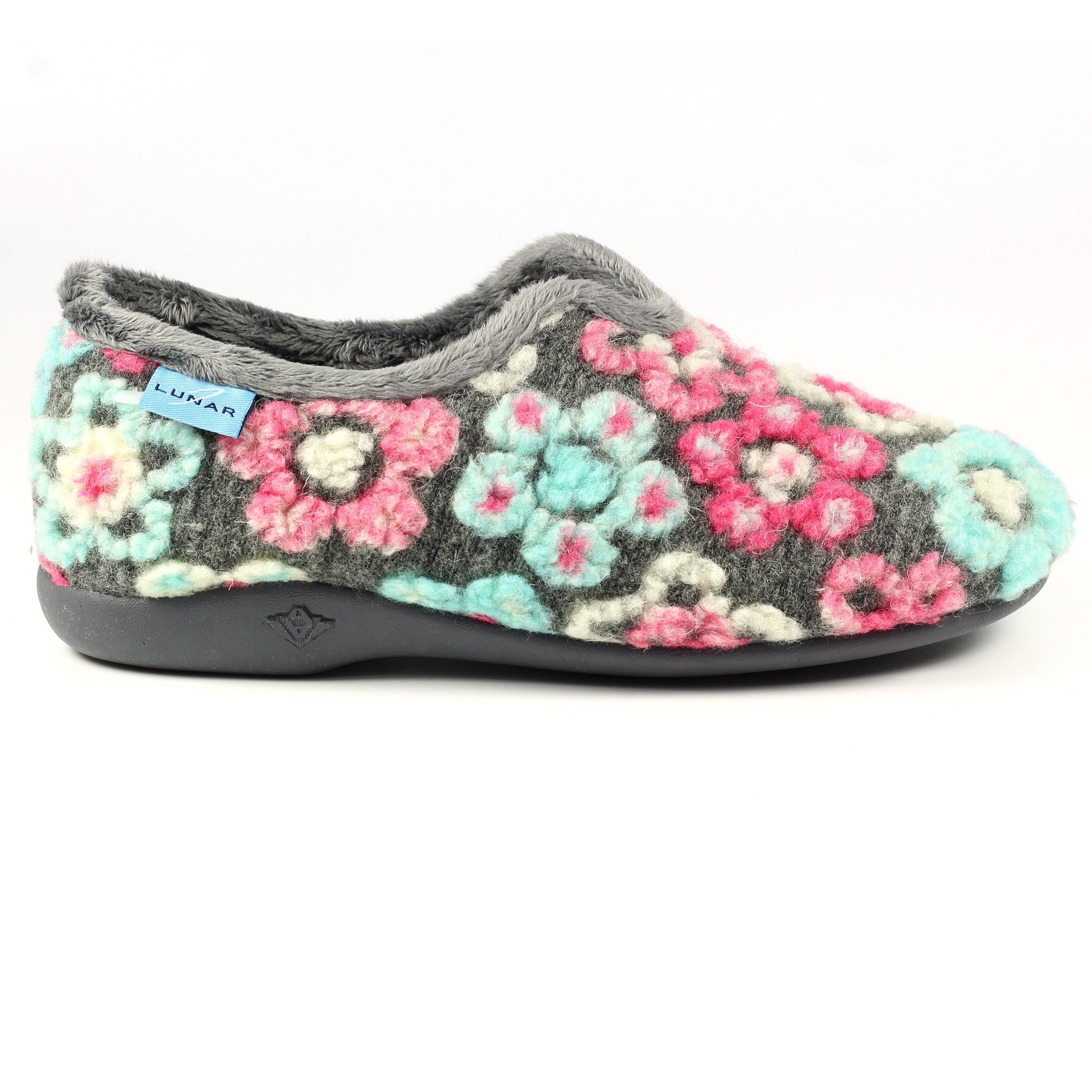 Hippy Grey Flower Full Slipper