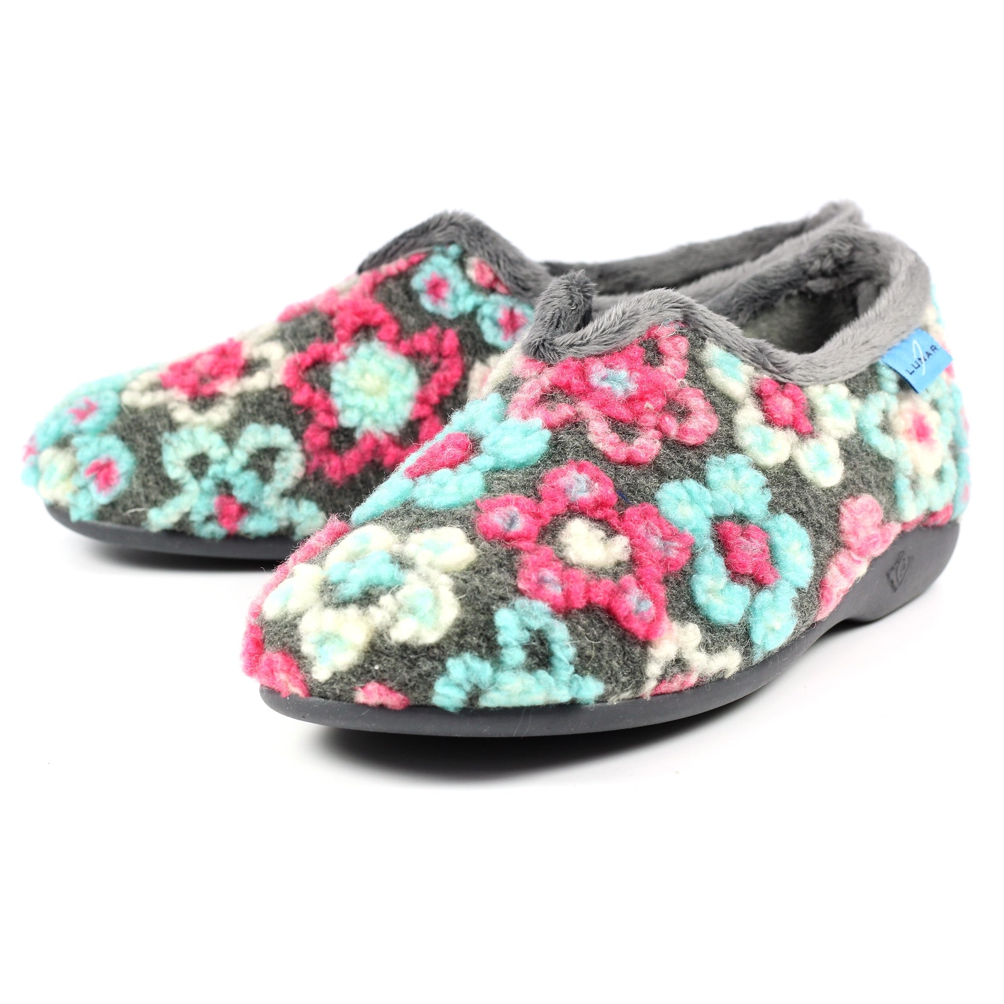 Hippy Grey Flower Full Slipper