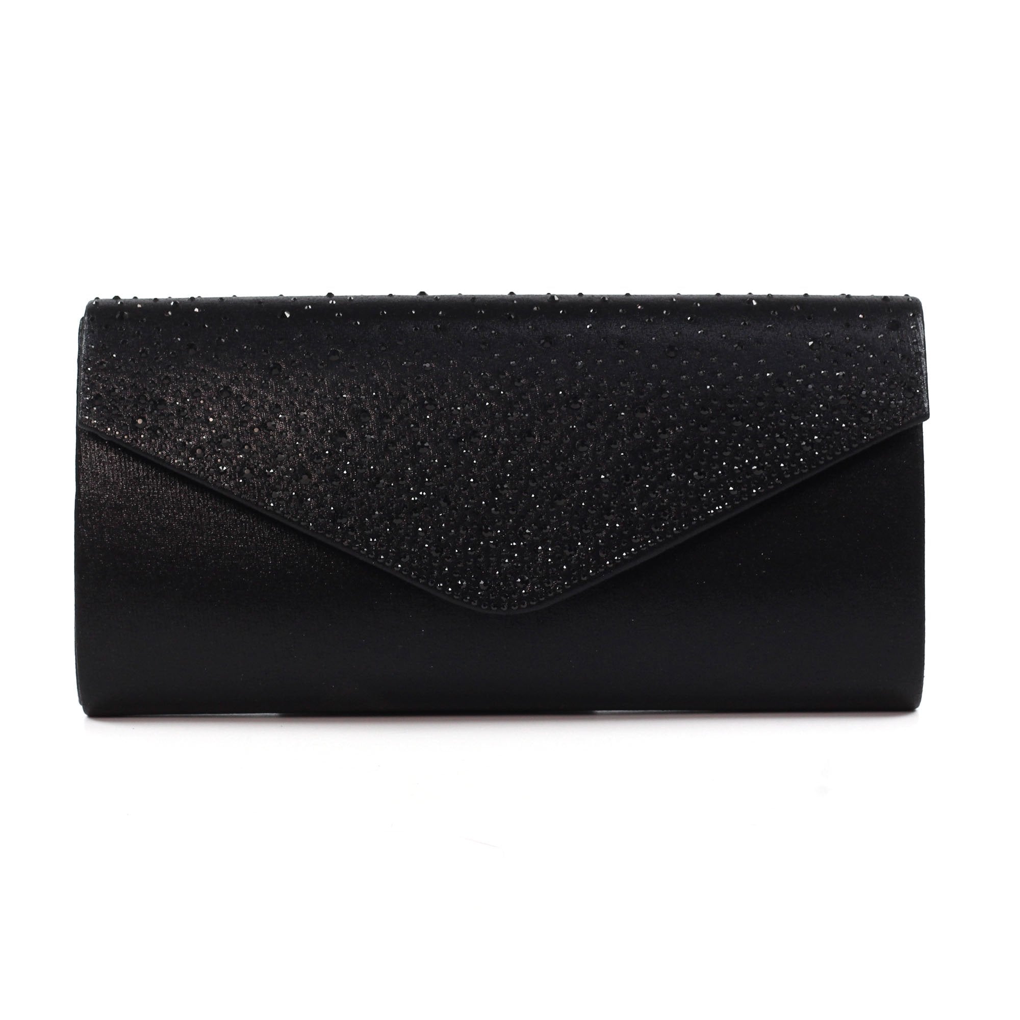 Nara Black Satin Clutch Bag
