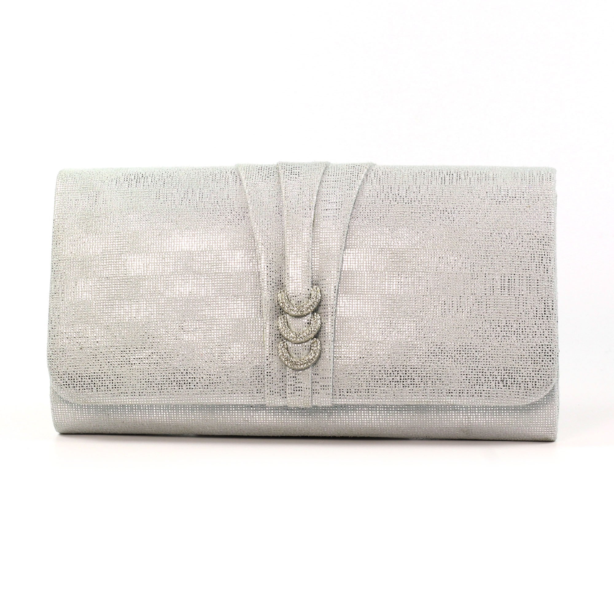 Lyla Silver Satin Clutch Bag