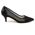 Alisha Black Gemstone Kitten Heel