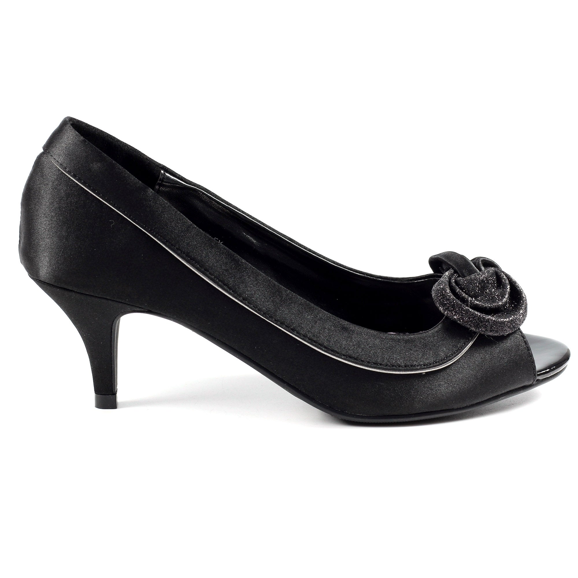 Ripley Black Satin Peep Toe