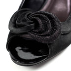 Ripley Black Satin Peep Toe