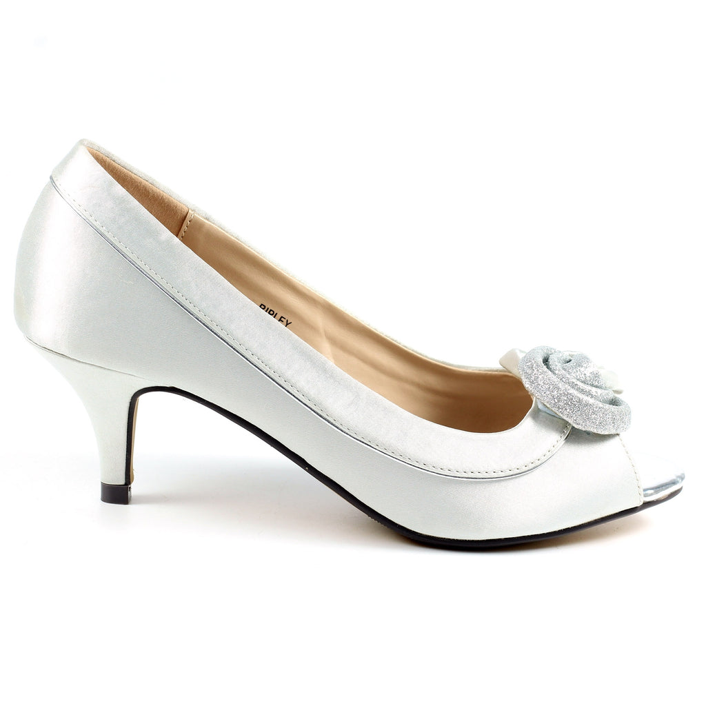 Ripley Silver Satin Peep Toe