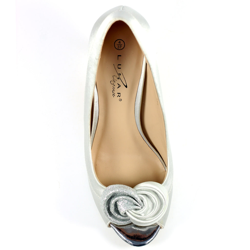 Ripley Silver Satin Peep Toe