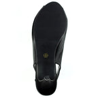 Sabrina Black Satin Slingback Court