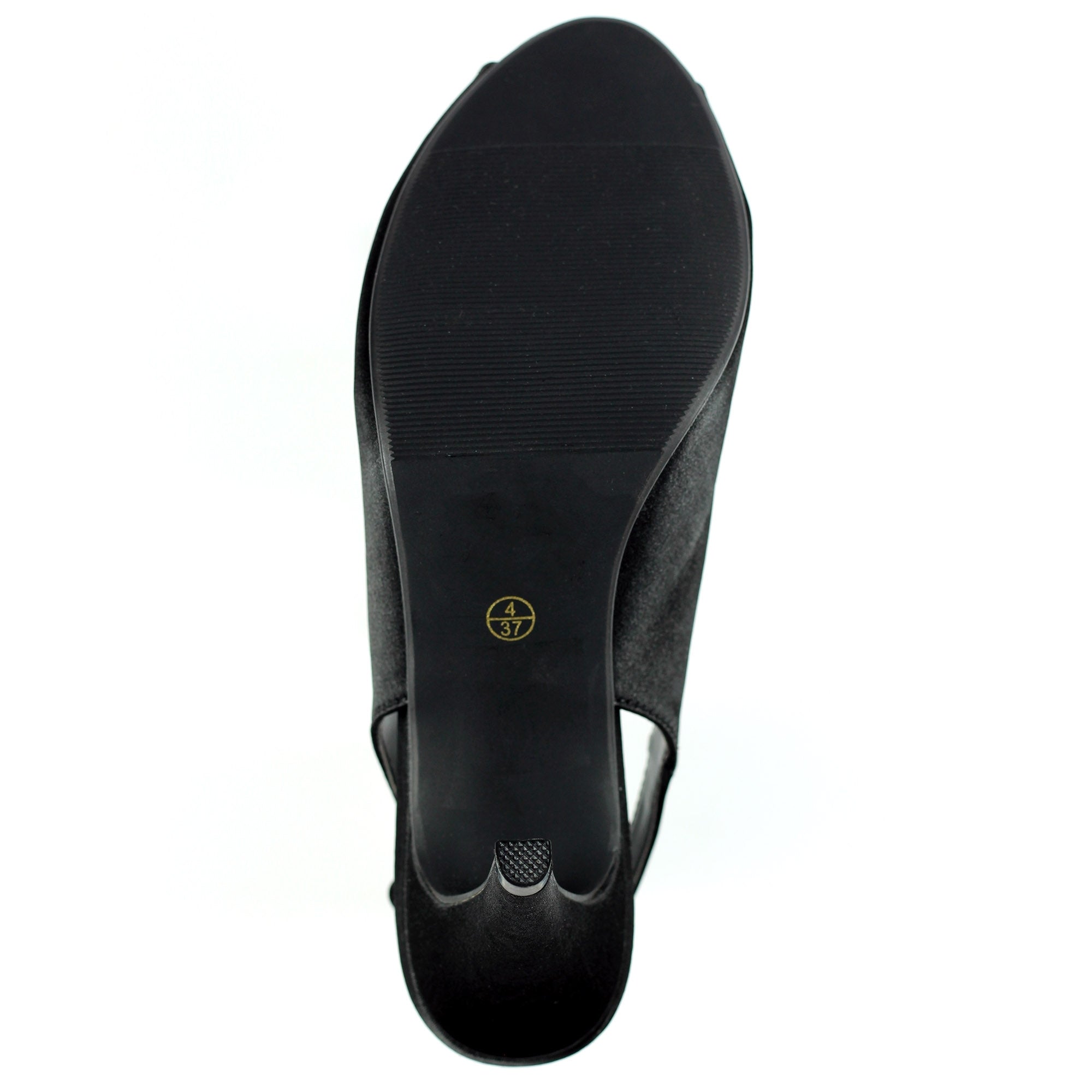 Sabrina Black Satin Slingback Court