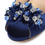 Sabrina Navy Satin Slingback Court