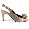 Sabrina Taupe Satin Slingback Court