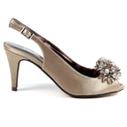 Sabrina Taupe Satin Slingback Court