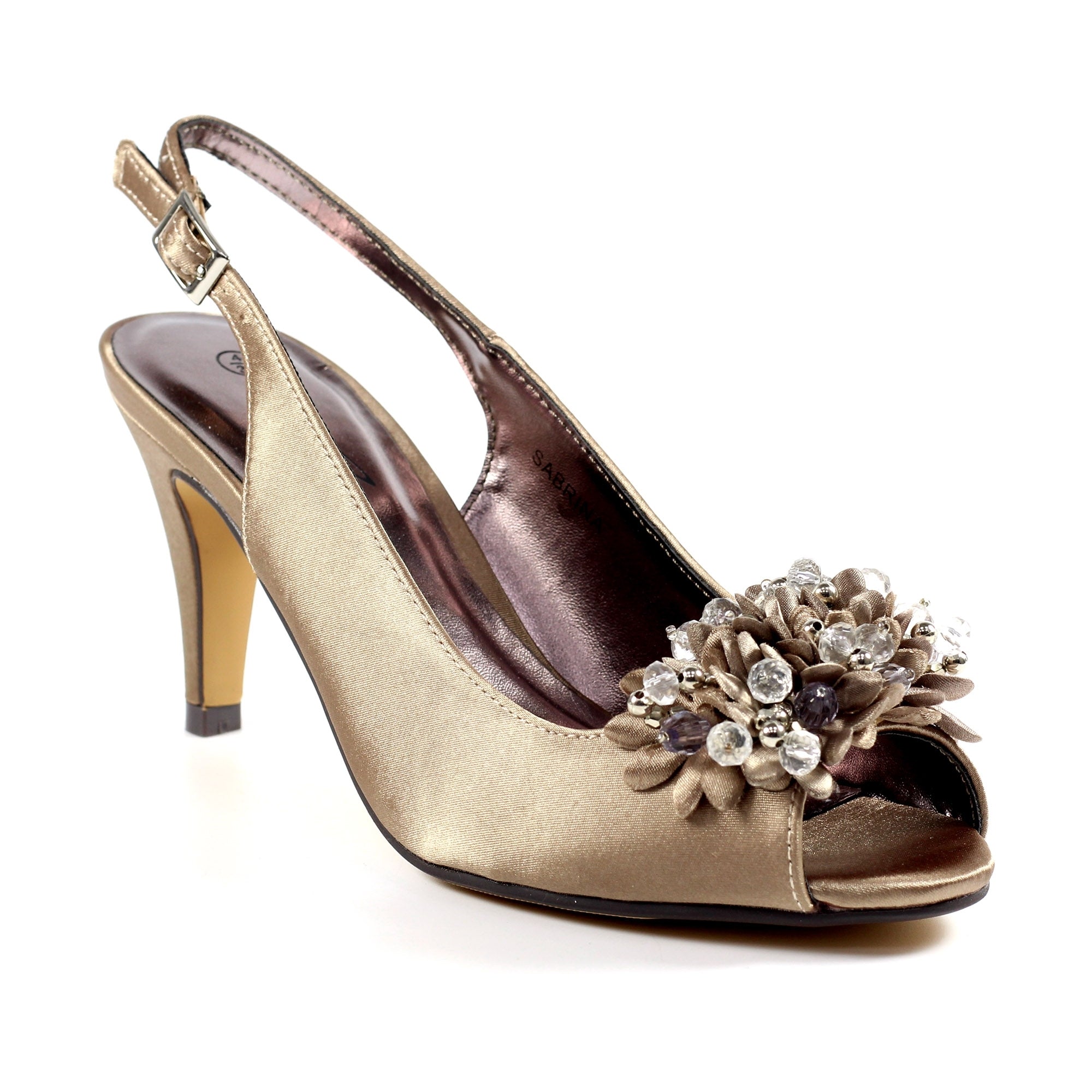 Sabrina Taupe Satin Slingback Court