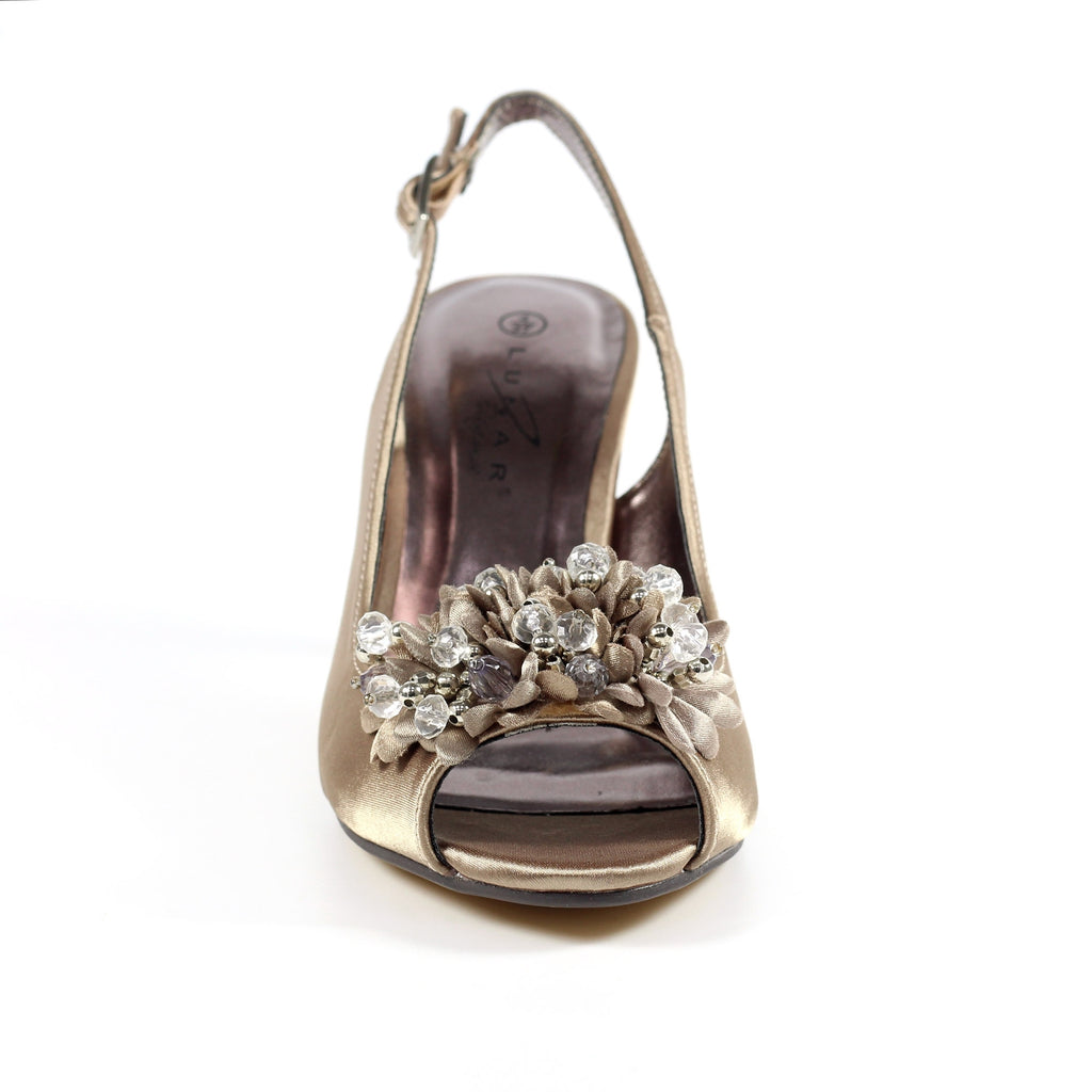 Sabrina Taupe Satin Slingback Court