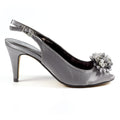 Sabrina Dark Grey Satin Slingback Court