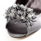 Sabrina Dark Grey Satin Slingback Court