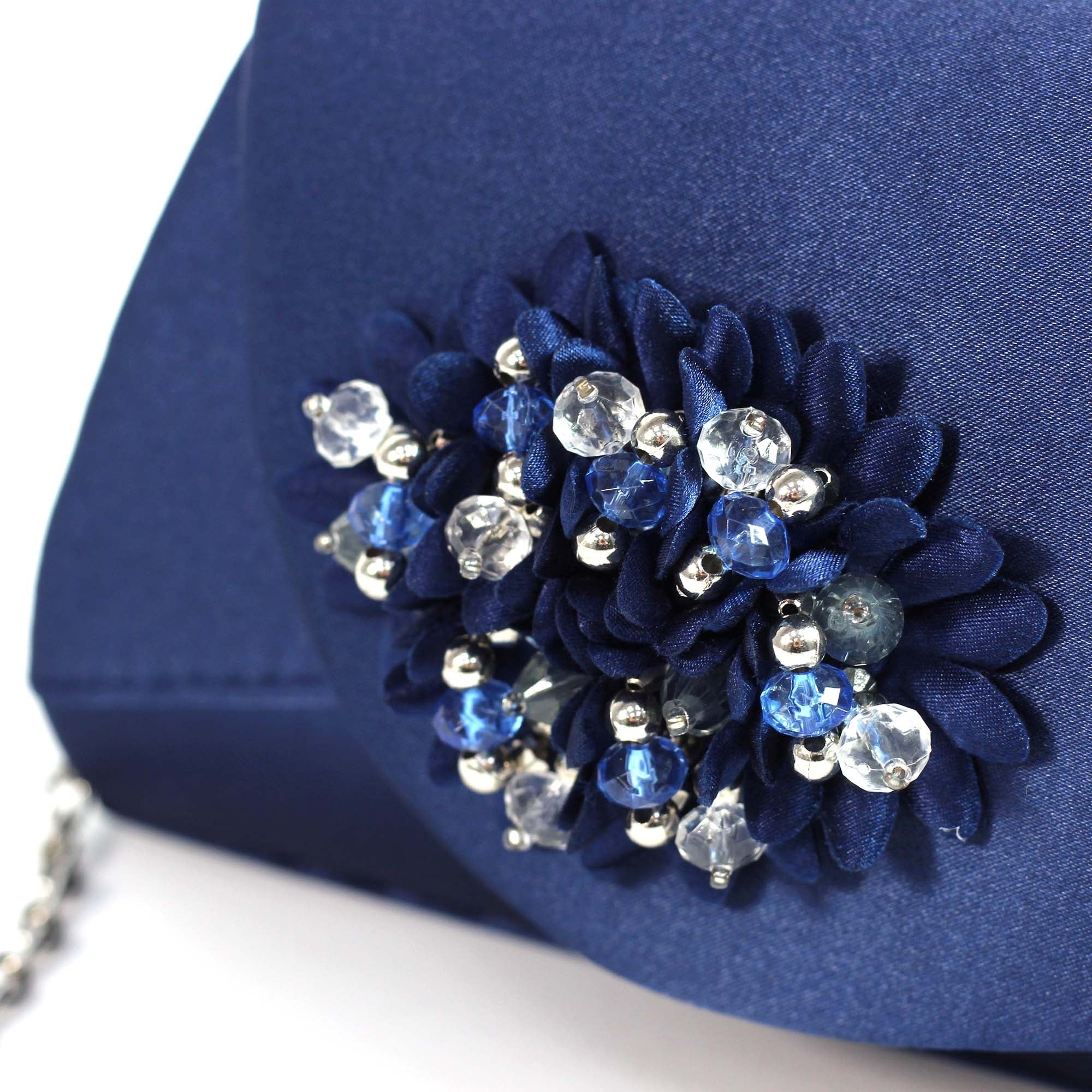 Sabrina Blue Floral Satin Bag