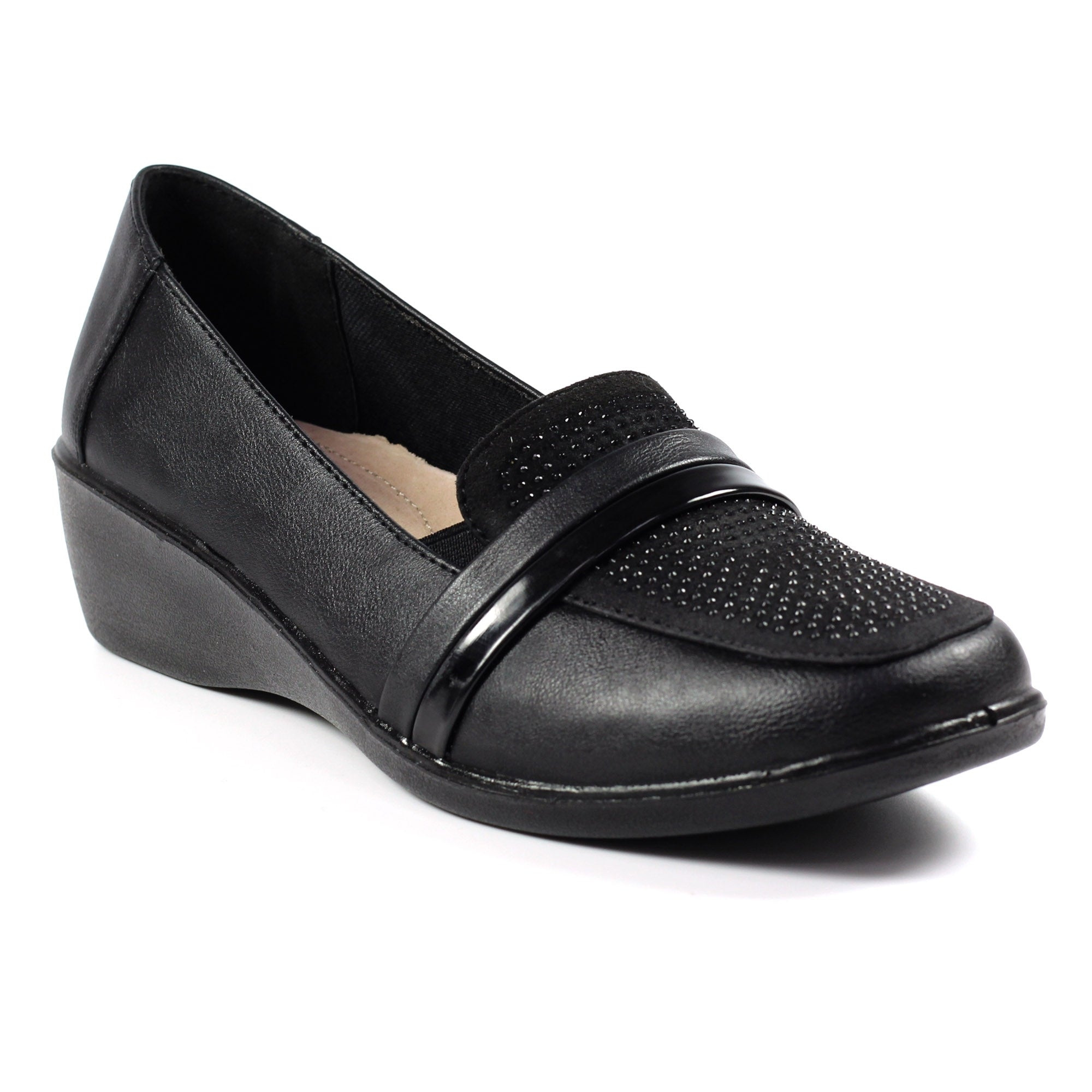 Esther Black Comfort Wedge Shoe