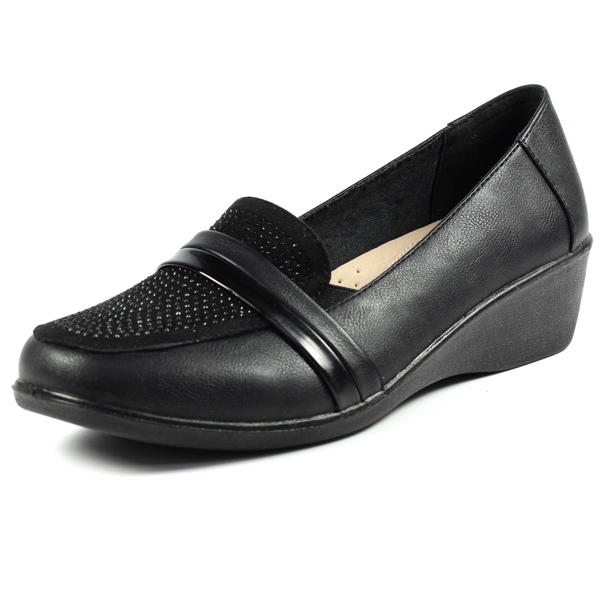 Esther Black Comfort Wedge Shoe