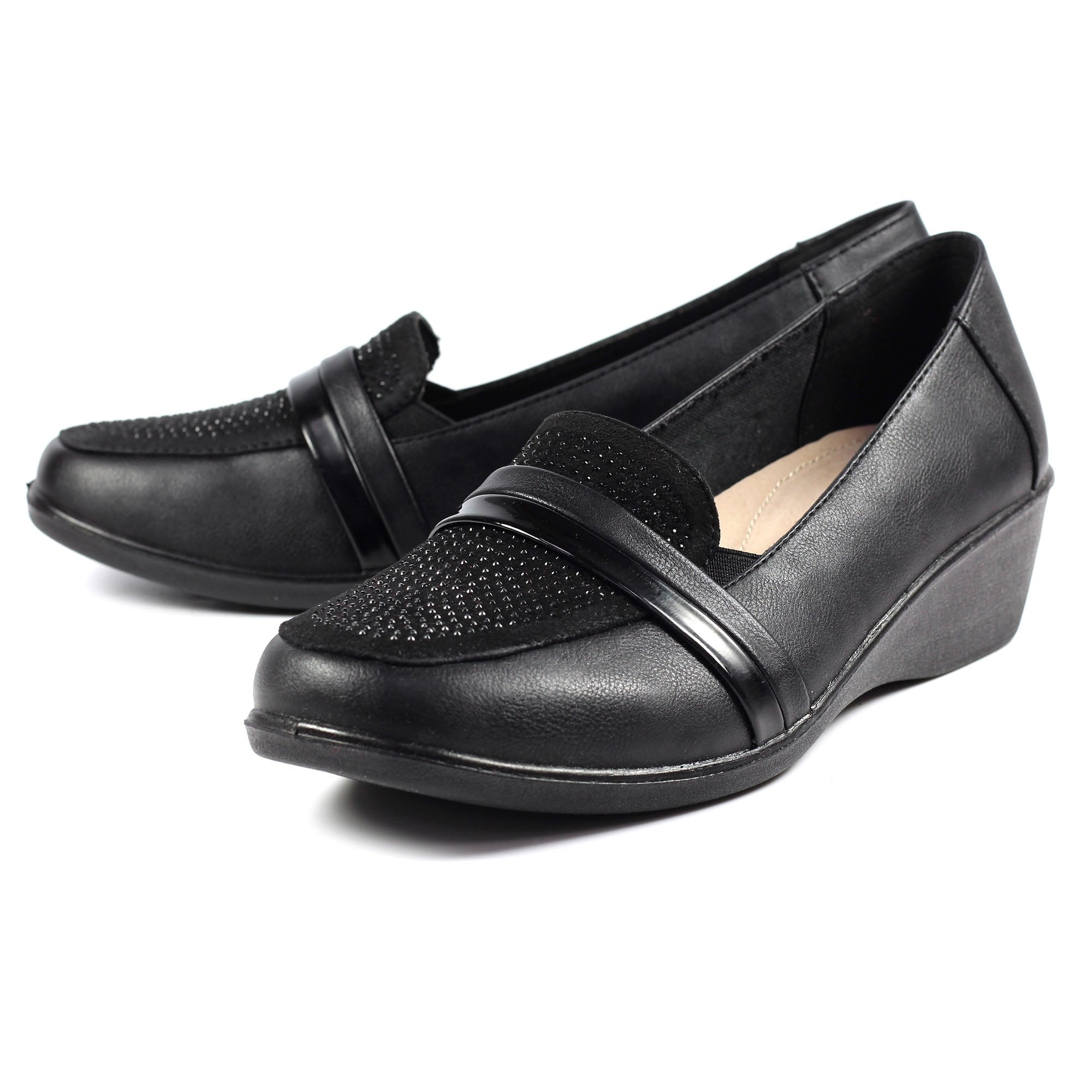 Esther Black Comfort Wedge Shoe