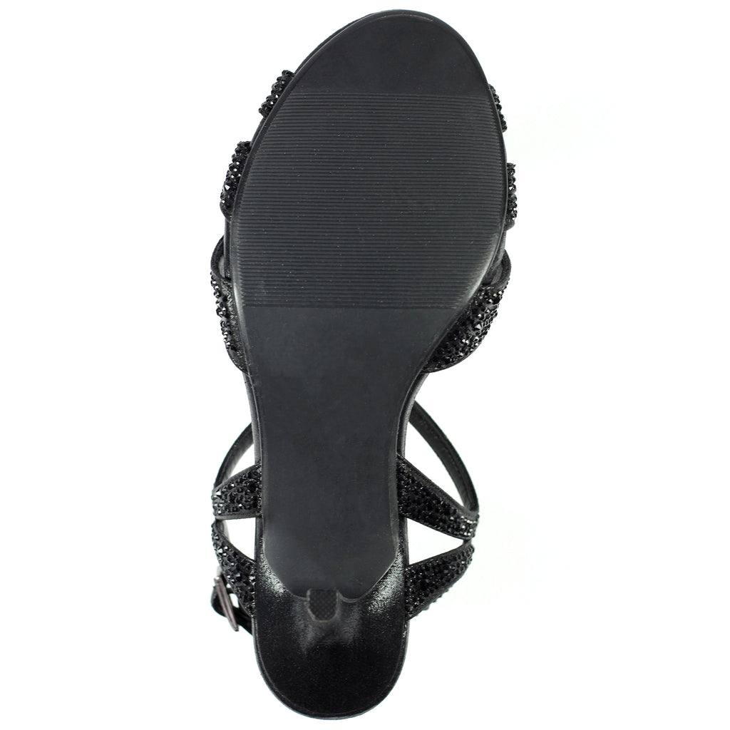 Francie Wide Fit Black Gemstone Sandal