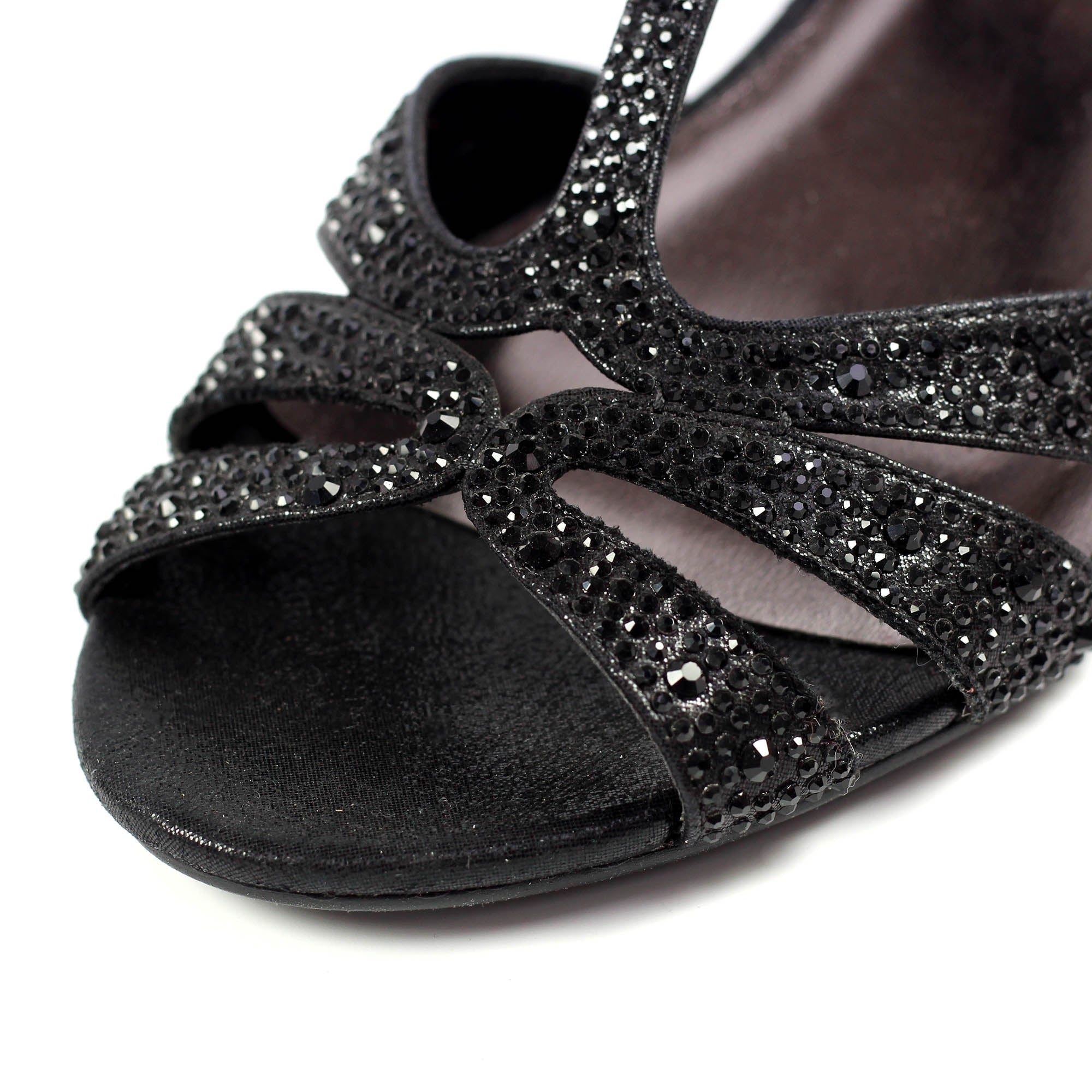 Francie Wide Fit Black Gemstone Sandal
