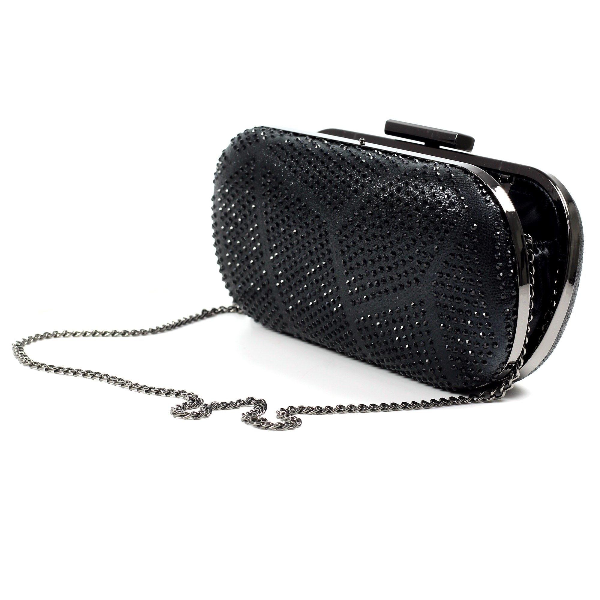 Francie Black Gemstone Clutch Bag