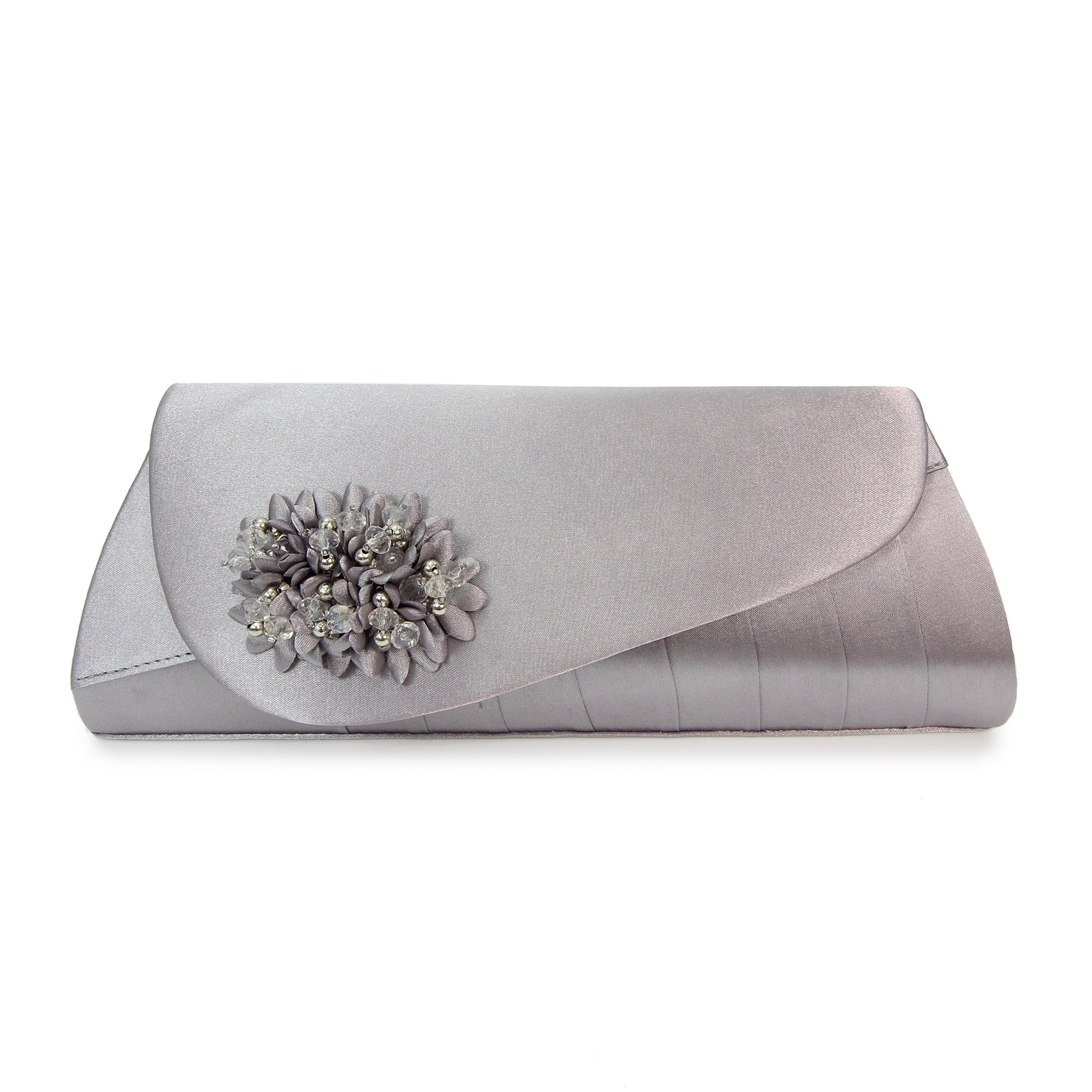 Sabrina Dark Grey Floral Satin Bag