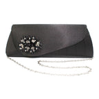 Sabrina Black Floral Satin Bag