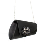 Sabrina Black Floral Satin Bag