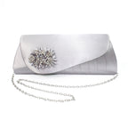Sabrina Silver Floral Satin Bag