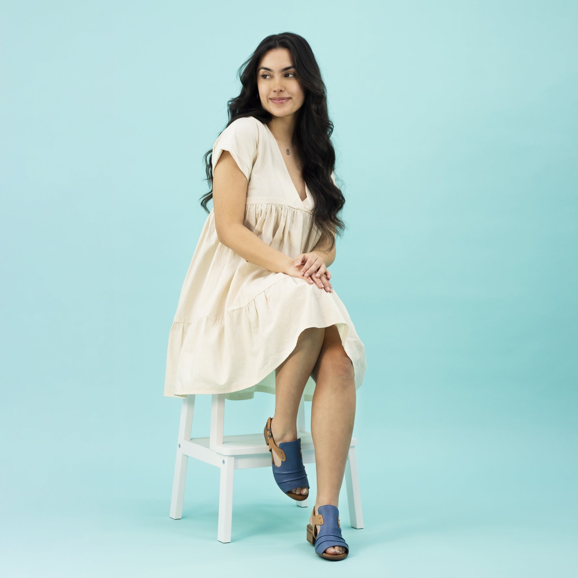 Jaden Blue Leather Sandal