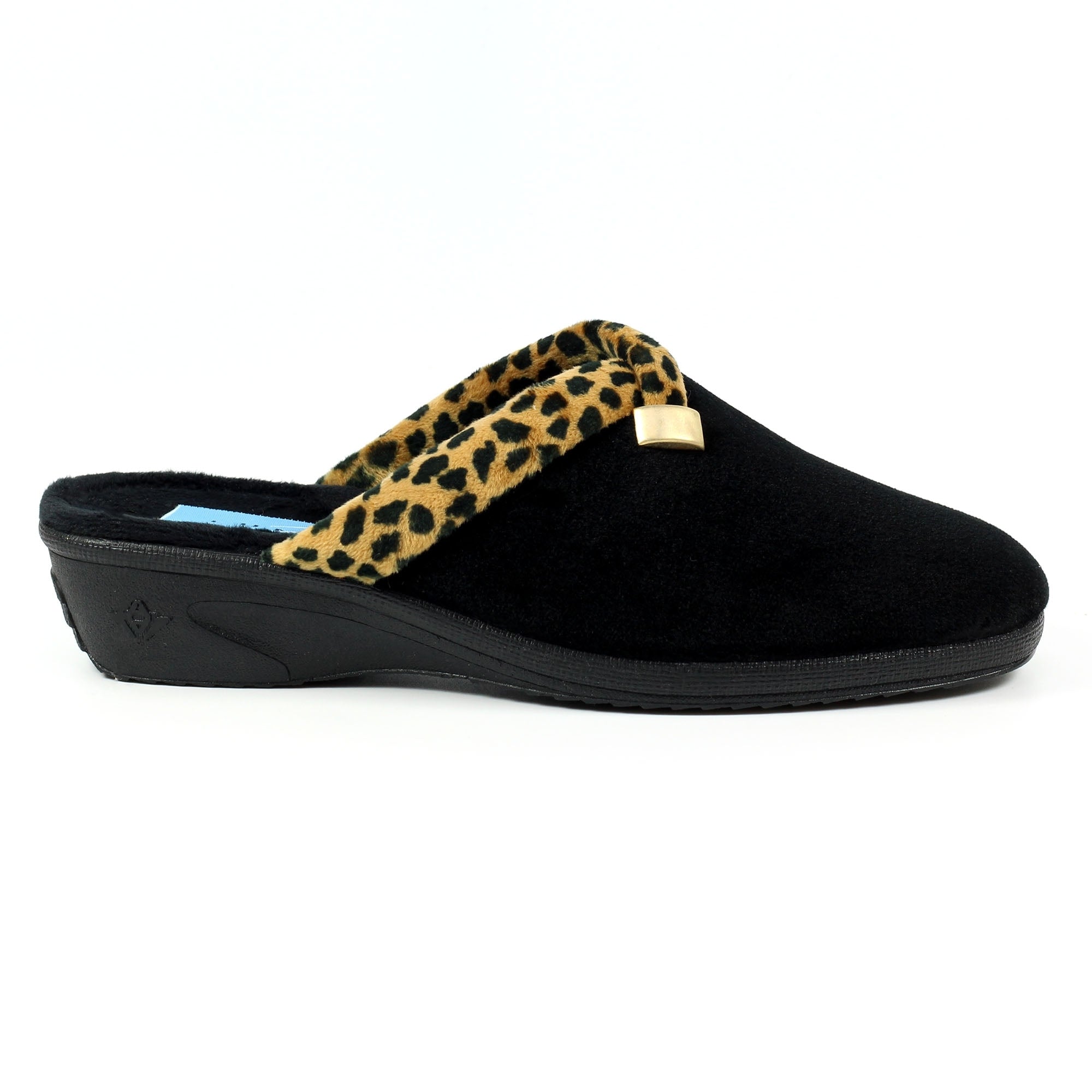 Michelle Black Ocelot Slipper
