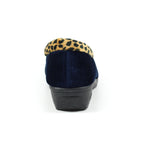 Paloma Navy Leopard Trim Slipper