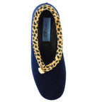 Paloma Navy Leopard Trim Slipper
