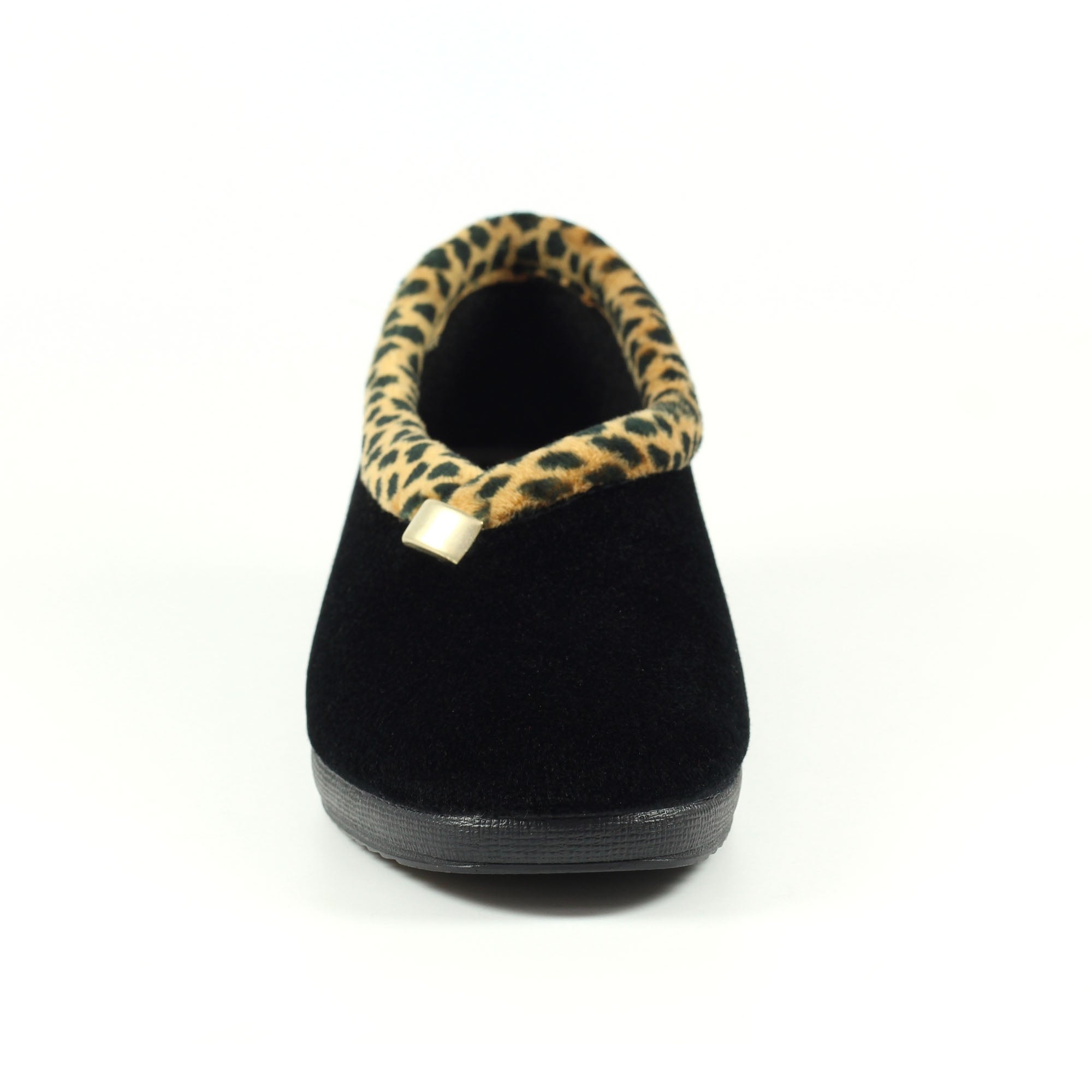 Paloma Black Leopard Trim Slipper