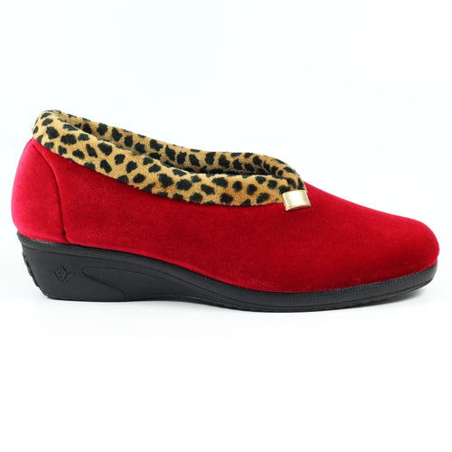 Paloma Red Leopard Trim Slipper