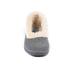 Glynis Grey Fur Trim Wedge Slipper