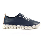 St Austell Navy Leather Plimsoll