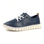 St Austell Navy Leather Plimsoll