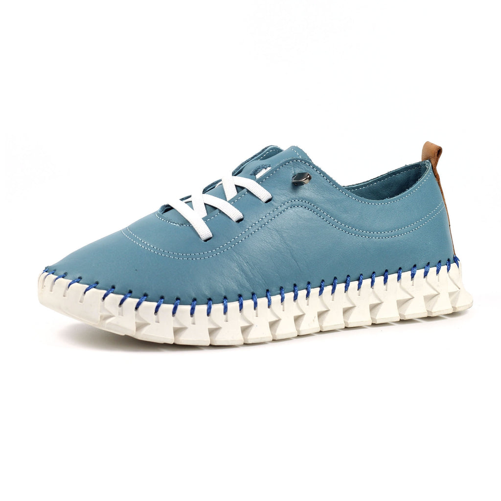 St Austell Light Blue Leather Plimsoll