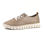 St Austell Taupe Leather Plimsoll
