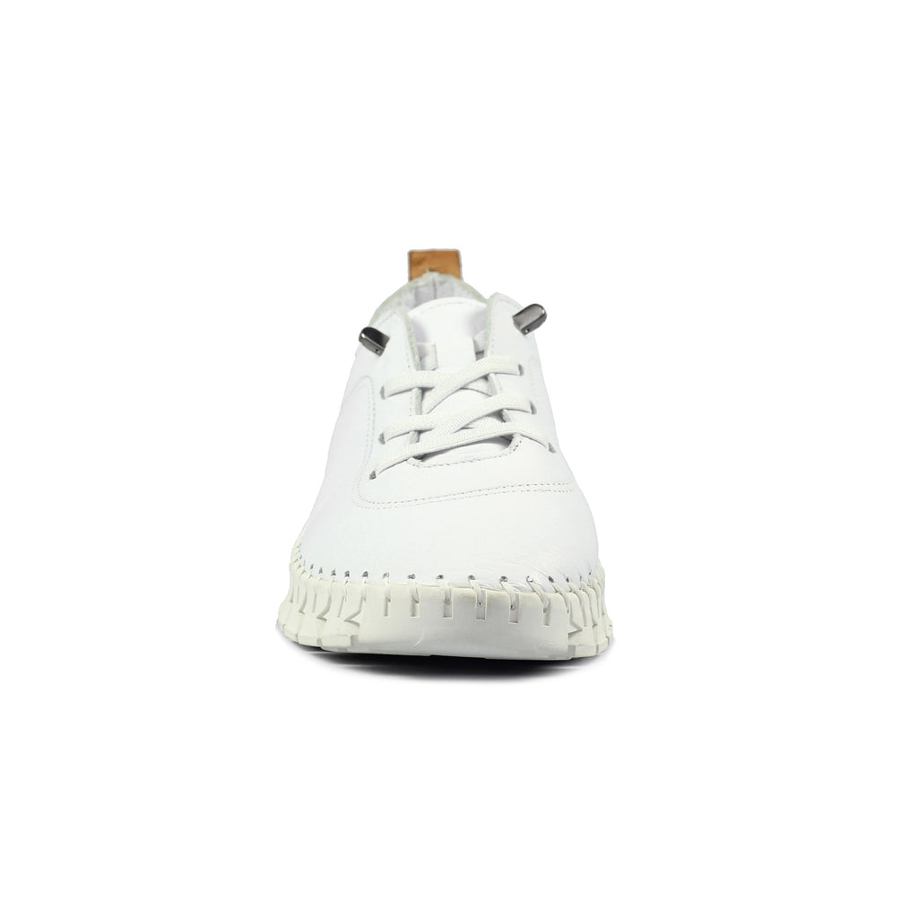 St Austell White Leather Plimsoll