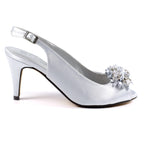 Sabrina Silver Satin Slingback Court
