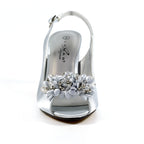 Sabrina Silver Satin Slingback Court