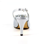 Sabrina Silver Satin Slingback Court